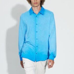 Cotton Citizen Presley Long Sleeve Button Down Shirt Azure Blue Men's L NWT